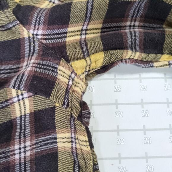 Eddie Bauer Crop Flannel Shirt Womens L Yellow Plaid Button Up Long Sleeve Y2K - Picture 6 of 7